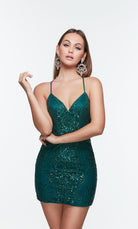 UNK-4515. Short, V-neck, Straight, Strappy Back image 0