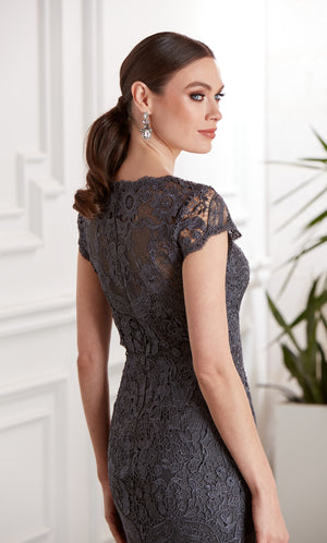 UNK-27478. Long Lace Dress, V-neck, Straight image 2