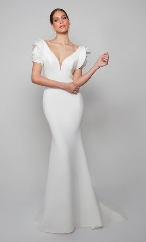 UNK-7066. Long, Plunging Neckline, Fit N Flare image 3