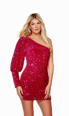 UNK-4748. Short, One Shoulder, Straight, Closed Back image 3