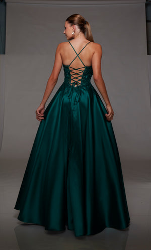 UNK-1798. Long, V-neckline, Ballgown, Lace-up Back image 3