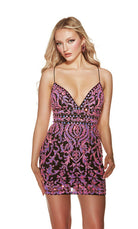 UNK-4841. Short, V-neck, Straight, Strappy Back image 1