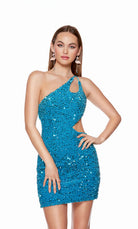 UNK-4779. Short, One Shoulder, Straight, Open Back image 6