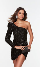 UNK-4539. Short, One Shoulder, Straight, Closed Back image 2