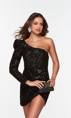 UNK-4539. Short, One Shoulder, Straight, Closed Back image 2
