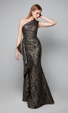 UNK-27620. Long, One Shoulder, Fit N Flare, Closed Back image 4