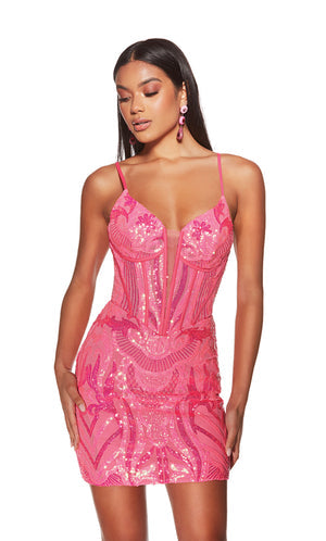 UNK-4905. Short, Plunging Neckline, Straight image 5