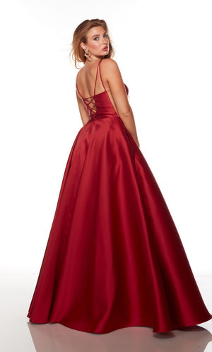UNK-1751. Long, Scoop Neck, A-line, Lace Up Back image 1