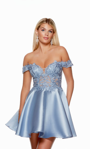 UNK-3141. Short, Off The Shoulder, A-line, Closed Back image 0