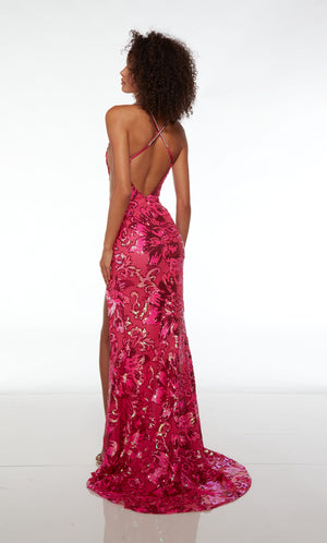 UNK-61509. Long, Plunging Neckline, Straight/Fitted, Open Back image 1