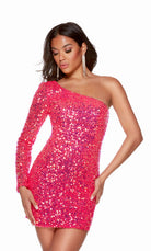 UNK-4771. Short, One Shoulder, Straight, Closed Back image 1