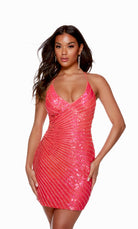 UNK-4661. Short, V-neck, Straight, Open Back image 7