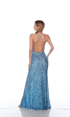 UNK-88001. Long, V Neckline, Straight, Open Back image 1