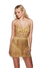 UNK-4804. Short, V-neck, Straight, Strappy Back image 5