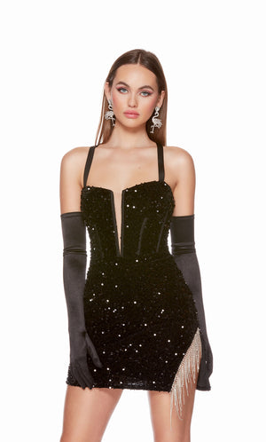 UNK-4795. Short, Plunging Neckline, Straight image 0