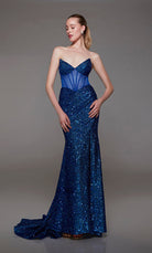UNK-1775. Long, Strapless Neckline, Fit N Flare image 3