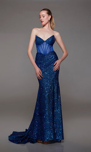 UNK-1775. Long, Strapless Neckline, Fit N Flare image 3