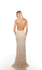 UNK-88007. Long, V Neckline, Straight, Open Back image 1