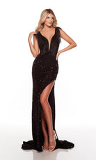 UNK-61374. Long, Plunging Neckline, Straight, Open Back image 0