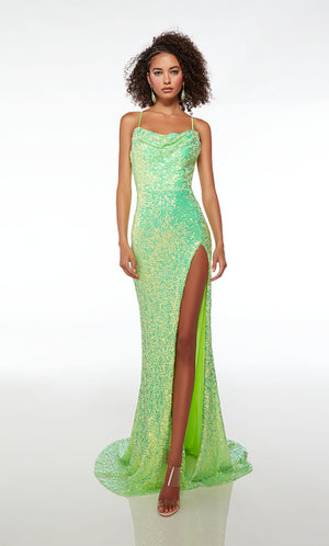 UNK-61588. Long, Cowl Neckline, Fit N Flare, Strappy Back image 0