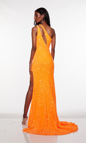 UNK-61334. Long, One Shoulder, Straight, Closed Back image 5