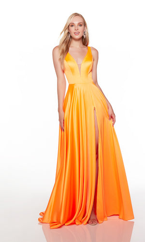 UNK-1756. Long, Plunging Neckline, A-line, Cutout Back image 0