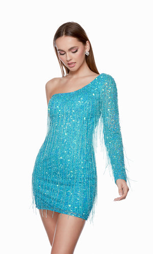 UNK-4646. Short, One Shoulder, Straight, Closed Back image 1