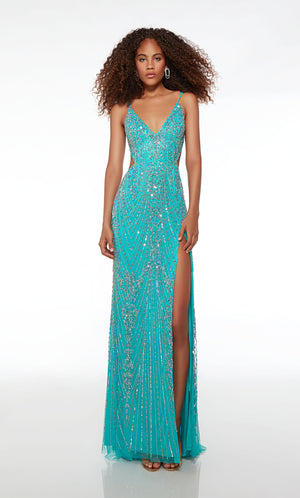 UNK-61585. Long, V-neck, Straight, Strappy Back image 3