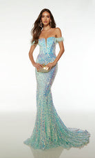 UNK-61502. Long, Off The Shoulder Neckline, Fit And Flare image 2