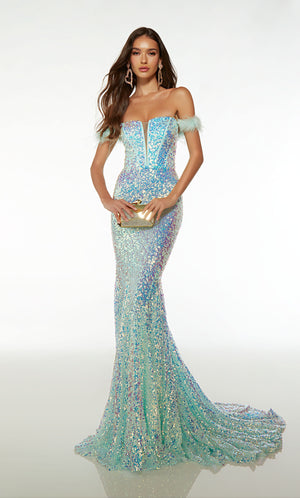 UNK-61502. Long, Off The Shoulder Neckline, Fit And Flare image 2