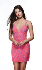 UNK-4879. Short, Plunging Neckline, Straight image 9