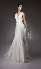 UNK-7096. Long, V-neck, A-line, V Shaped Back image 4