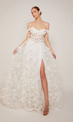 UNK-61308. Long, Off The Shoulder, A-line, Lace Up Back image 5