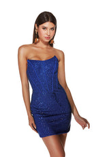UNK-4833. Short, Strapless, Straight, Lace-up Back image 6