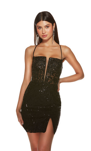 UNK-4813. Short, Plunging Neckline, Straight image 3