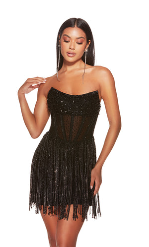 UNK-4941. Short, Strapless, Straight, Closed Back image 1