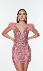 UNK-4501. Short, Plunging Neckline, Straight image 4
