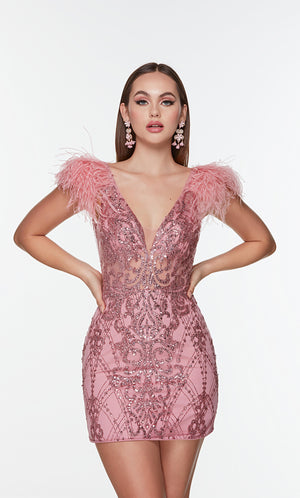 UNK-4501. Short, Plunging Neckline, Straight image 4