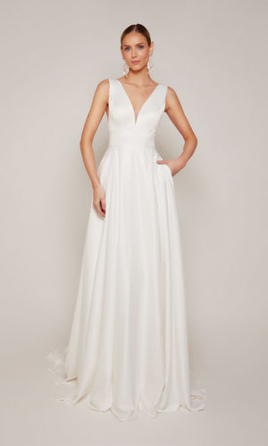 UNK-7096. Long, V-neck, A-line, V Shaped Back image 5