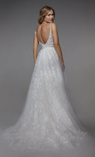 UNK-7036. Long Wedding Dress, Plunging Neckline, A-line image 1