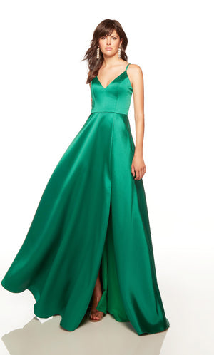 UNK-1760. Long, V-neck, A-line, Lace Up Back image 0