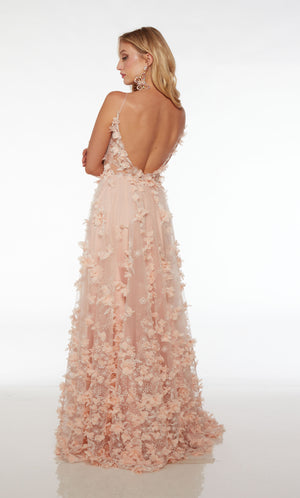 UNK-61533. Long, Plunging Neckline, A-line, Open Back image 1