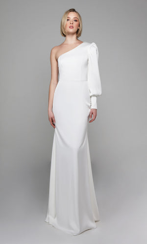 UNK-7065. Long, One Shoulder, Straight, Closed Back image 5