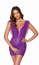 UNK-4669. Short, Plunging Neckline, Straight, Open Back image 0
