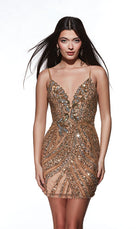 UNK-4879. Short, Plunging Neckline, Straight image 4