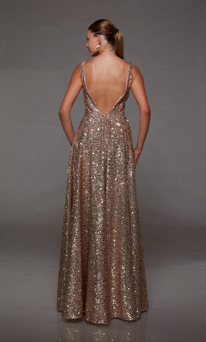 UNK-1793. Long, Plunging Neckline, A-line image 3