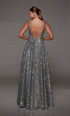 UNK-1793. Long, Plunging Neckline, A-line image 1