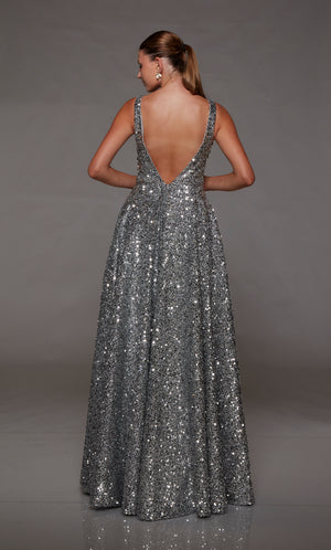 UNK-1793. Long, Plunging Neckline, A-line image 1