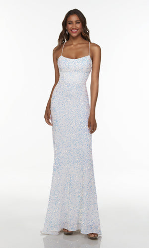 UNK-61181. Long Strappy Back Dress, Square Neckline, Straight image 7