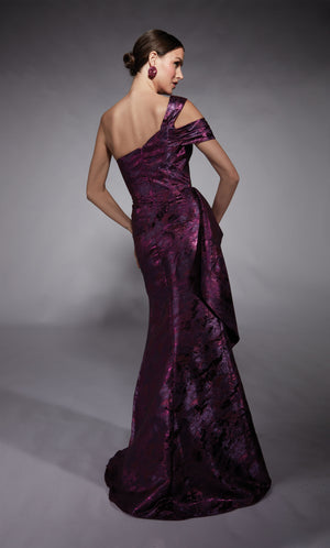 UNK-27701. Long, One Shoulder, Fit N Flare, Closed Back image 1